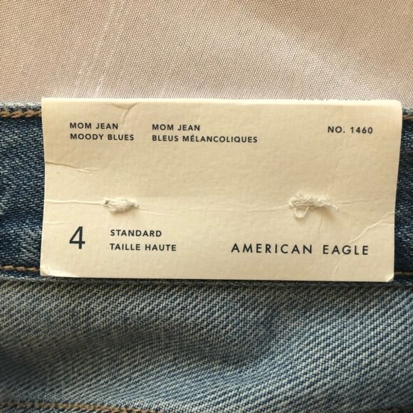 NWT American Eagle Mom  Jean #1460 Super Distessed Regular High Waisted Ladies 4 - Picture 10 of 16
